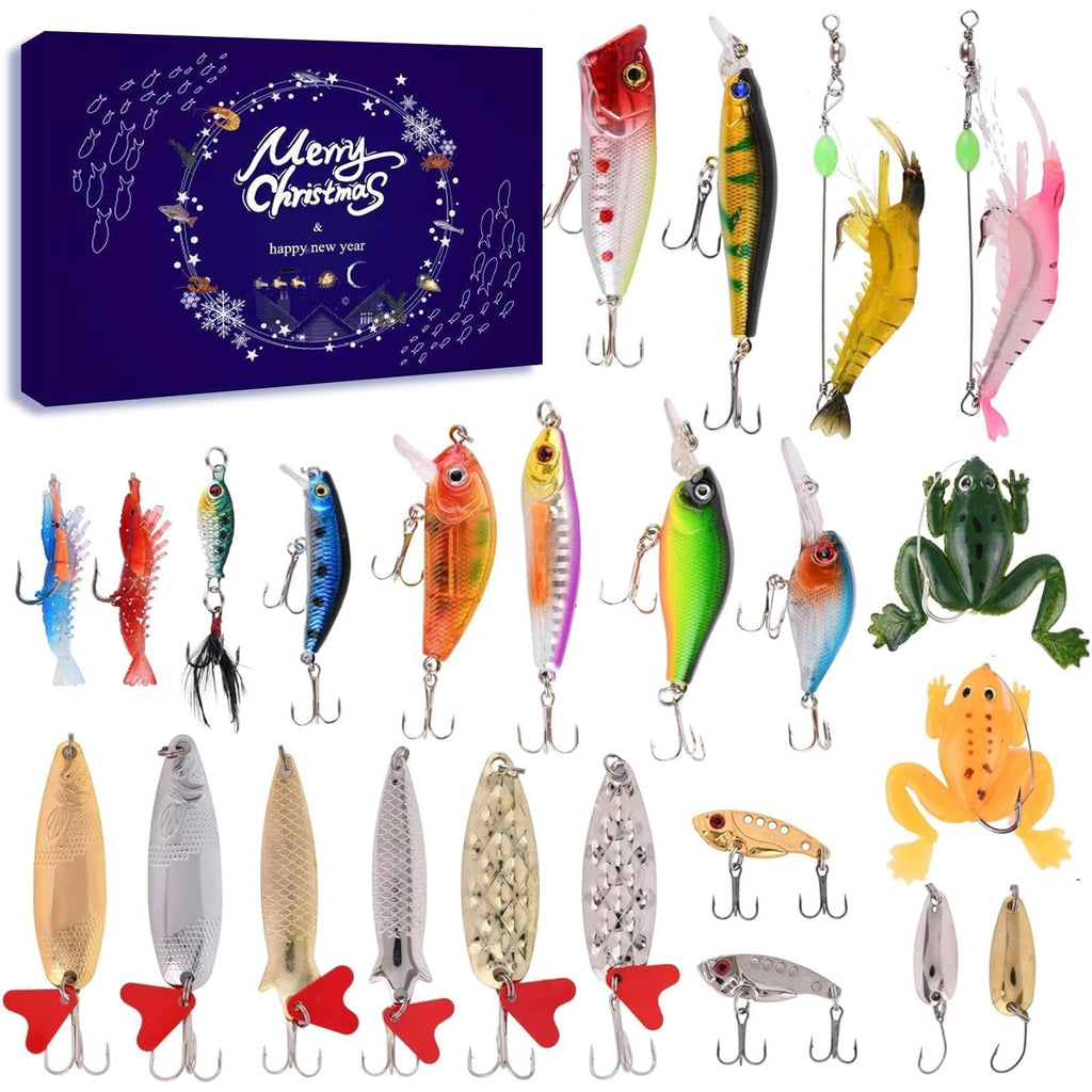 Lihome Fishing Advent Calendar 2026, 24-Day Fishing Lure Set, Gifts for Men