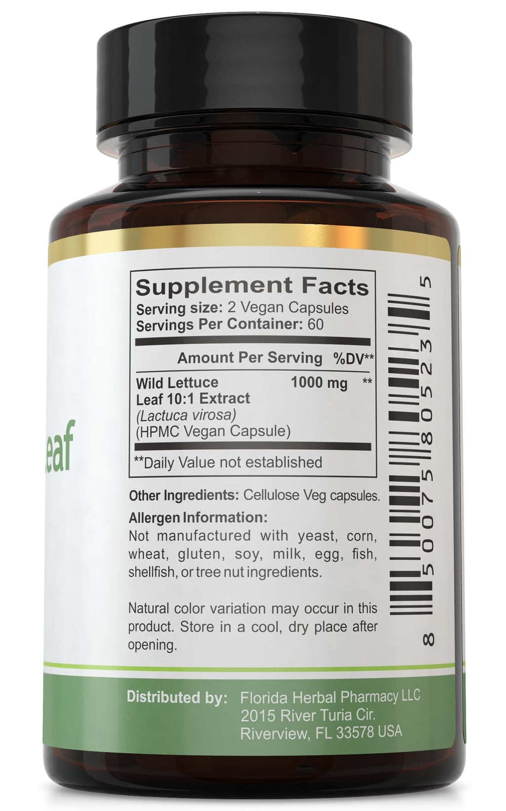 Wild Lettuce Leaf Extract Supplement Capsules 10:1 (120 Capsules)