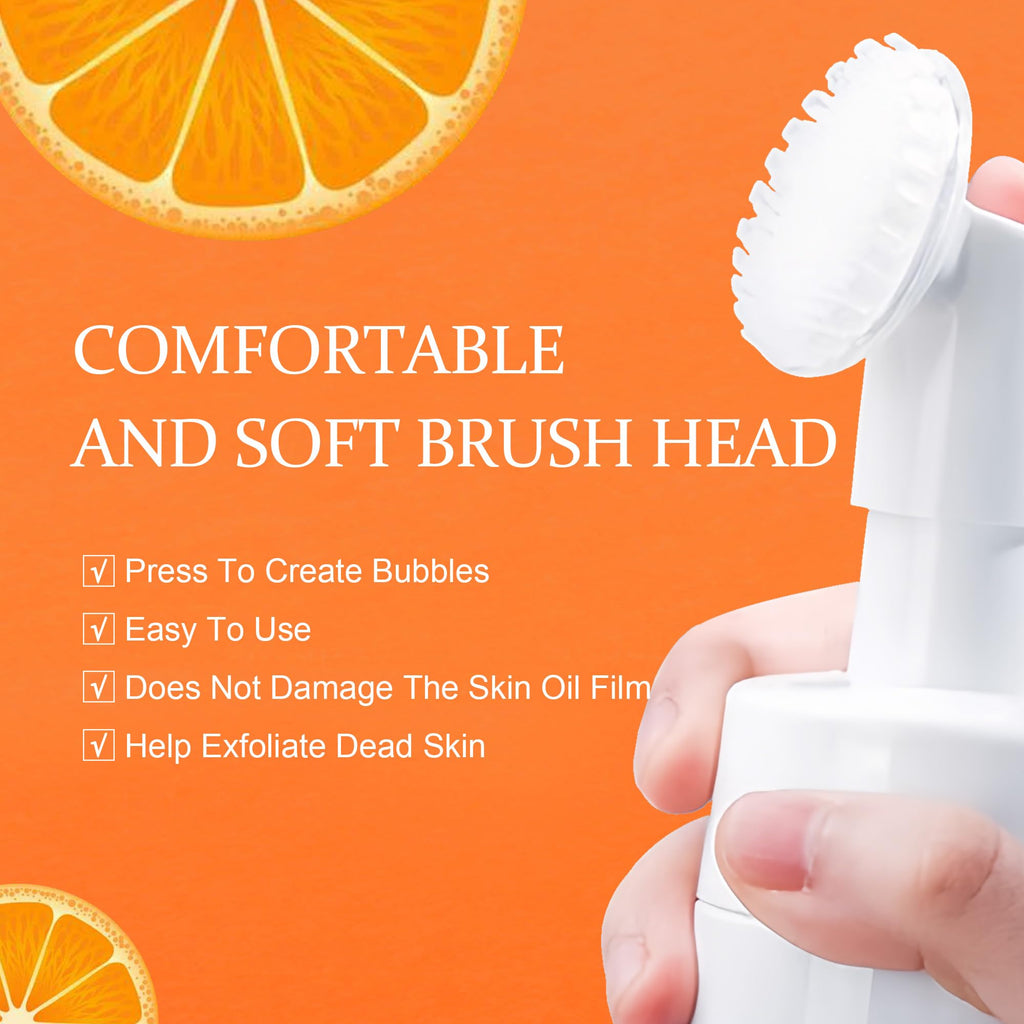 FluMisch Turmeric Kojic Acid Foaming Facial Cleanser, Kojic Acid And Turmeric Exfoliating Face Wash With Brush (4.23 fl.Oz), 2pcs