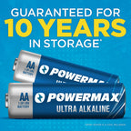 Powermax 100-Count Double AA Batteries, Ultra Long Lasting Alkaline Battery for Home and Office, 10-Year Shelf Life, Reclosable Packaging