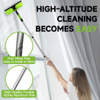 LILISPAI 67'' Window Squeegee Cleaner Tool with Extension Pole, 2-in-1 Squeegee for Window Cleaning Kit with Scrubber and Rotating Head, 2 Blade 2 Scrubber for Indoor & Outdoor High Windows