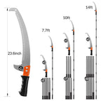 14FT Pole Saw for Tree Trimming 2-in-1 Hand Saw Steel Blade Extension Pole