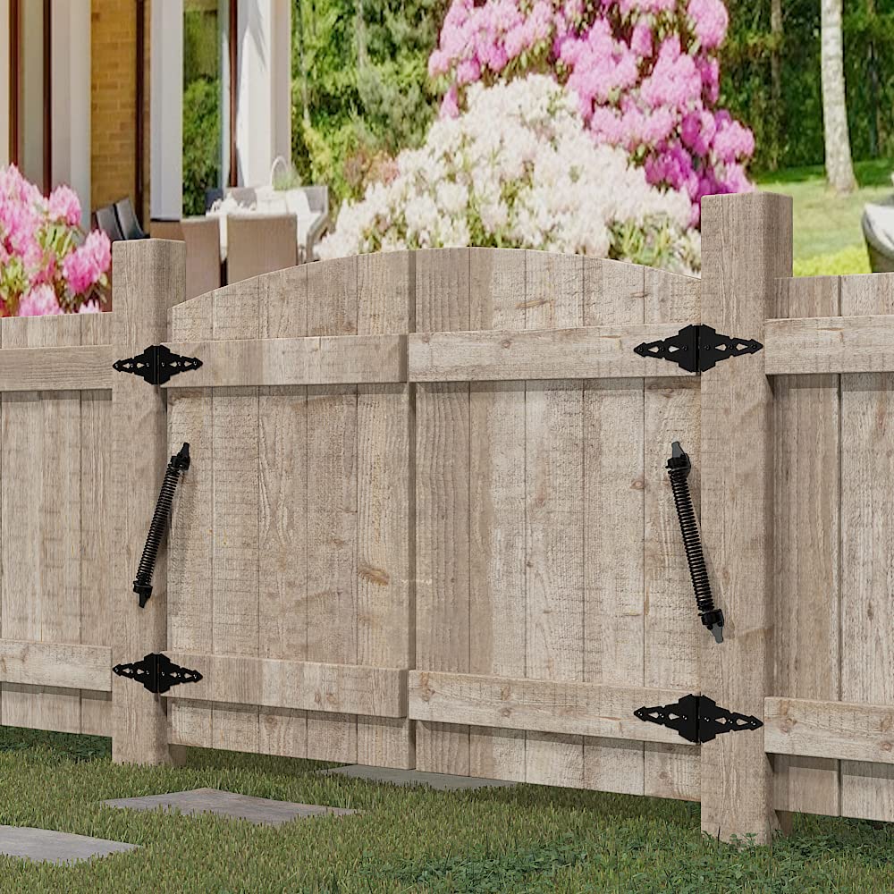 skysen 4 Pack 14" Fence gate Spring self Closing and Adjustable for Wooden or Vinyl Fence,Carbon Steel,Black(gate spring-14"-4)