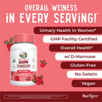 MaryRuth Organics Organic Cranberry Gummies - 500mg Supplement | Urinary Tract Health for Women | with D Mannose | Traditional Use | USDA Organic | Vegan | Non GMO | 30 Servings