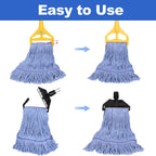 HiBaby 4 Pack Commercial Mop Head Replacement Heavy Duty Mop Head Replace