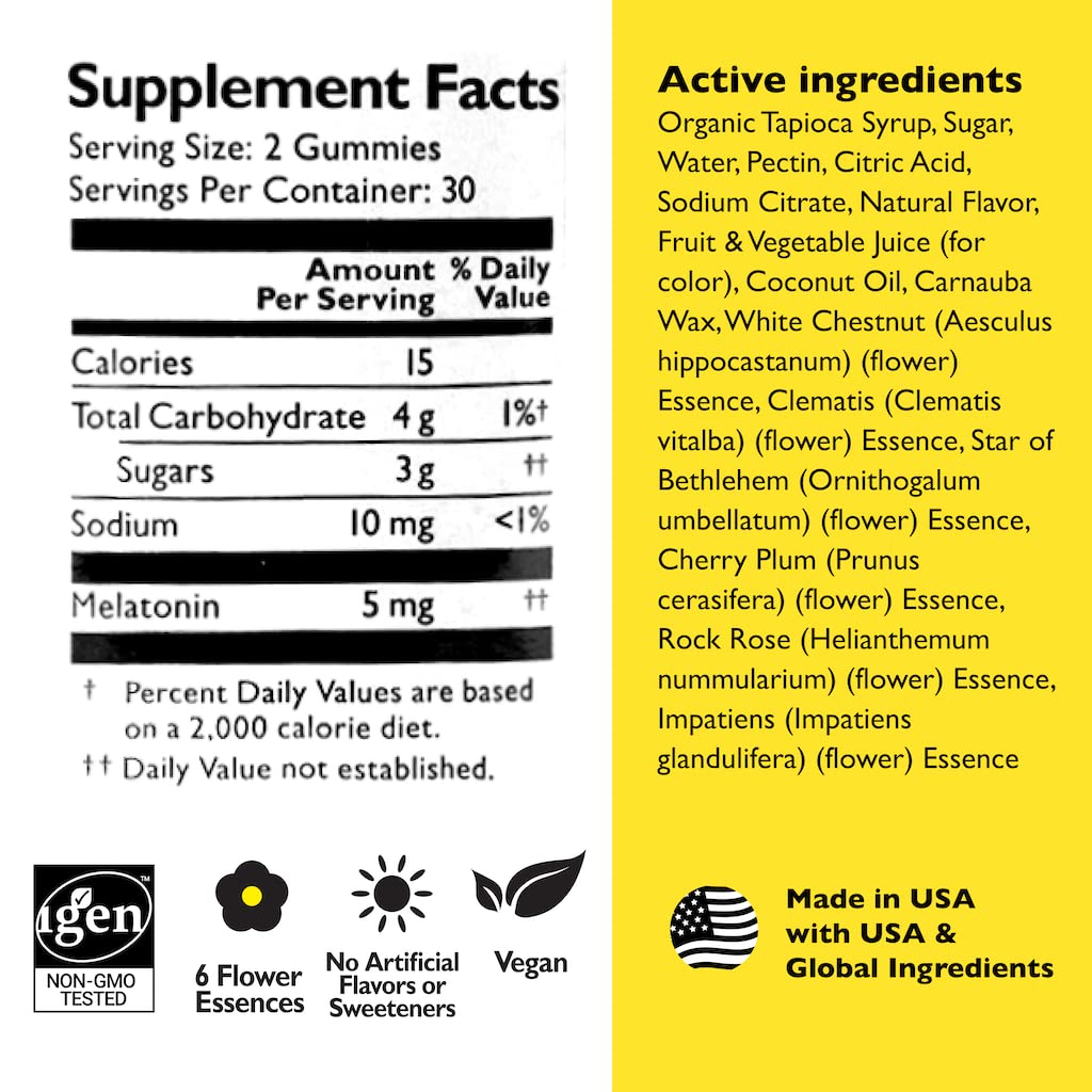 Bach RESCUE PLUS Melatonin Sleep Gummies, Natural Strawberry Flavor, Sleep Aid, Dietary Supplement, Vegan, Gluten-Free, No Artificial Flavors, Colors or Sweeteners, 3 Pack, 180 Count Total