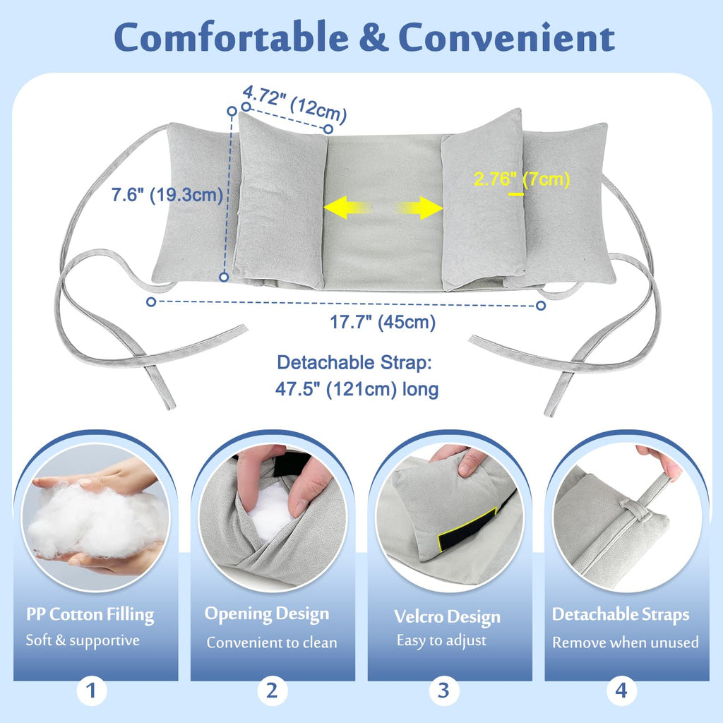 Mybow Neck Stabilizer Head Support Pillow, Post Surgery Pillow for Upright Sleeping, Back & Side Sleep Training, Bed Positioning Wedge for Elderly Bedridden, Adjustable Medical Head Stabilizing Pillow