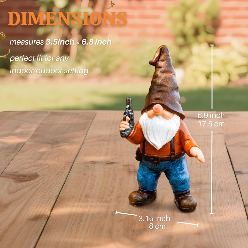 WONDHOME Funny Garden Gnome Statues 7", Armed Gnomes Tactical Guarding Gnomes Figurine with Weapon for Outdoor Yard Home Office Decor - Gifts for Men Dad Women Birthday Christmas