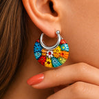 Shop LC Murano Style Glass Hoop Earrings for Women - Multicolor