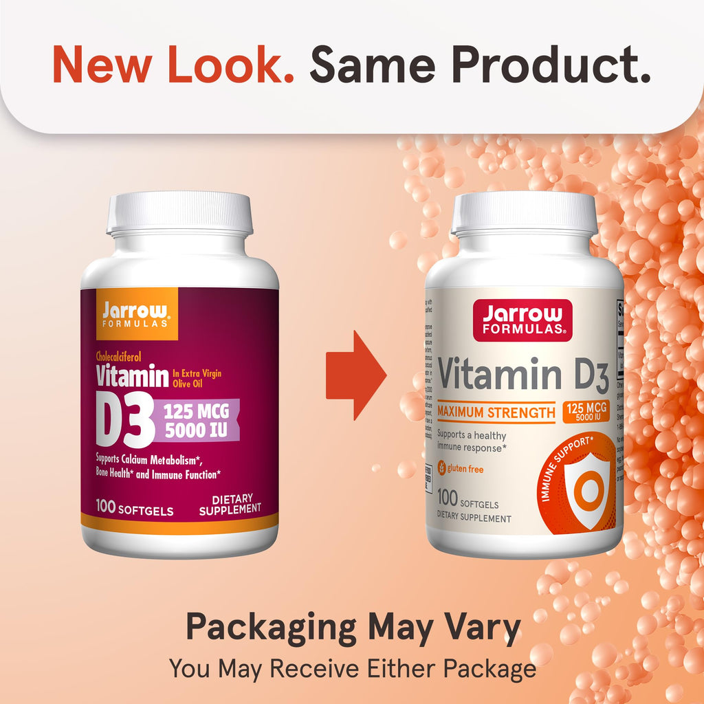 Jarrow Formulas Vitamin D3 125 mcg (5000 IU) - 100 Servings (Softgels) - Bone Health, Immune Support & Calcium Metabolism Support - Vitamin D Supplement - D3 Vitamins - 5000 IU Vitamin D (Pack of 12)