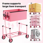 HOMBETTA 29.3" Collapsible Wagon Cart, 150L Heavy Duty Folding Utility Wagon with Wheels, 260 lbs Load, Portable Rolling Cart for Garden, Shopping, Sports, Camping, Pink