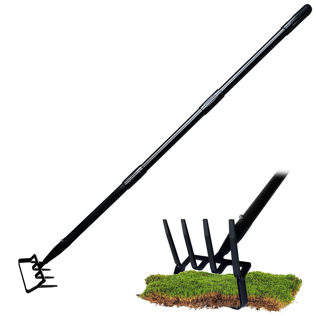 4-Tines Rake and Stirrup Hoe - Stainless Steel Cultivator for Gardening