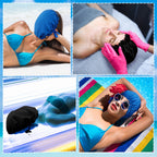 Vinsatin 4 Pcs UV Protection Tanning Face Cover Bonnet Cap Set Tanning Mask and Hair Cap Protective Bonnet for Women(Nonwoven Fabric,Black, Blue)