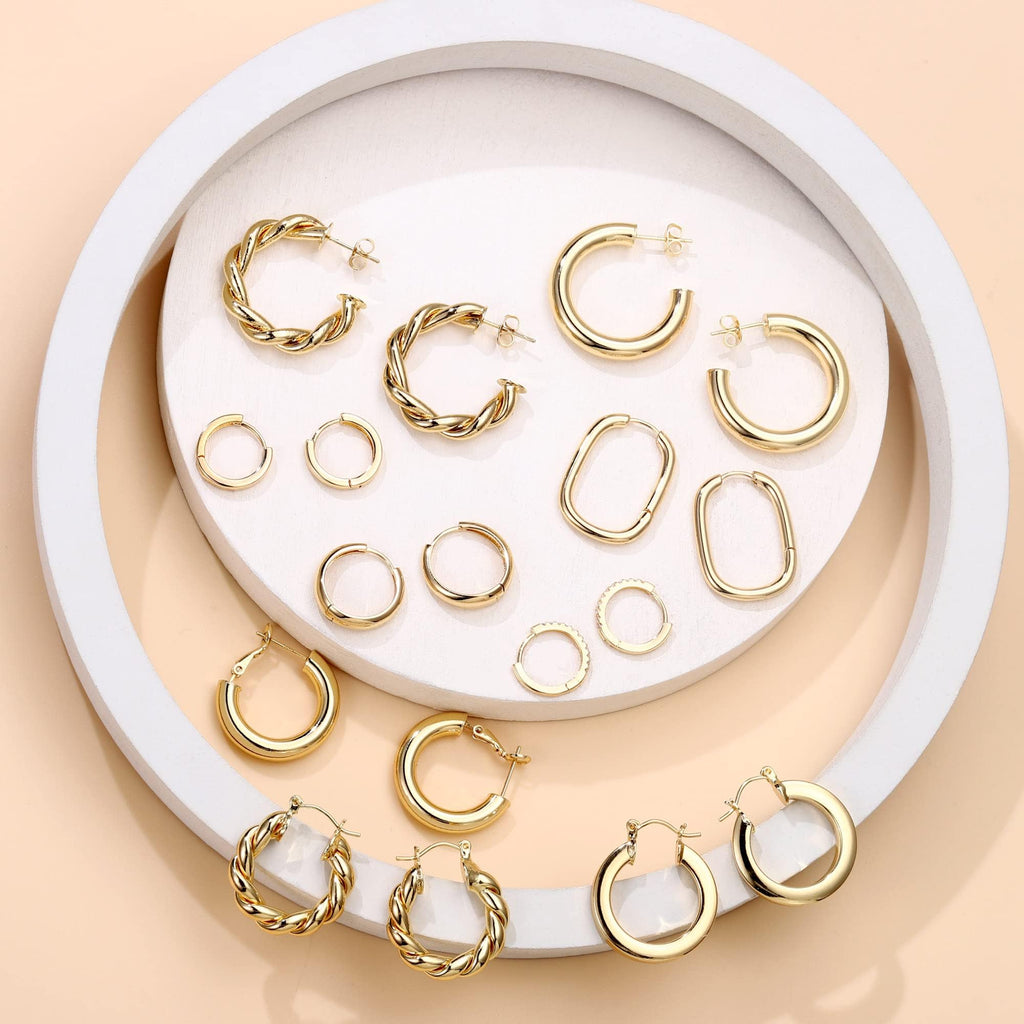 Yesteel Rose Gold Hoop Earrings, Rose Gold Plated Earrings for Women