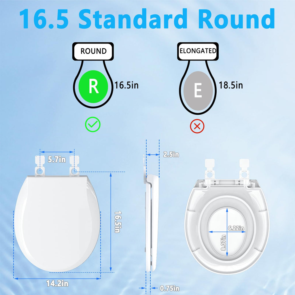 Aünsffer Toddler Toilet Seat with Potty Training Seat Round 16.5inch, 2 in 1 Toilet Seat for Family Built-in Baby Seat Removable, Soft Close + Easy Clean, PP Safe Material, Blue