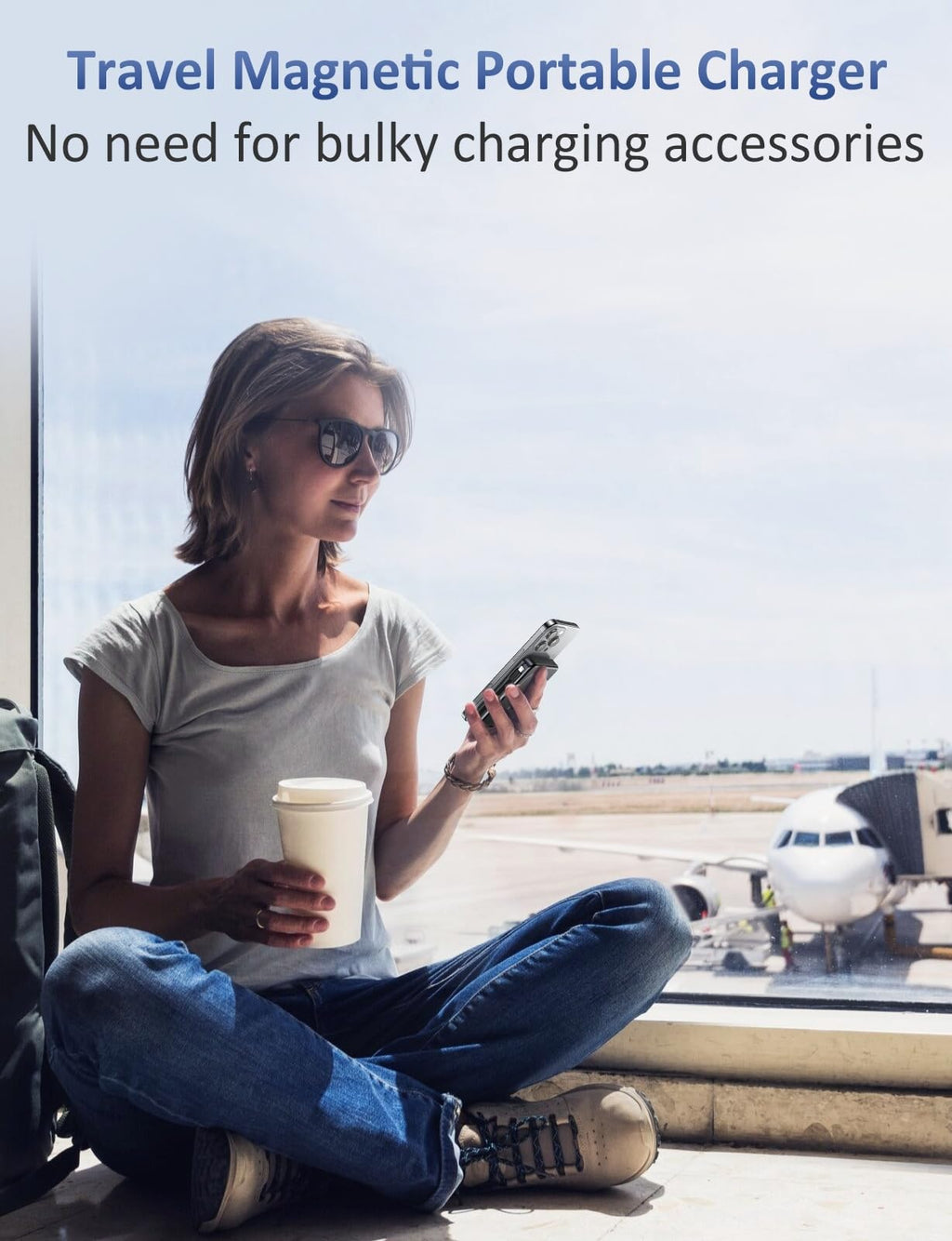 Magnetic Portable Charger 10000mAh, 20W Power Bank with Built in Cable