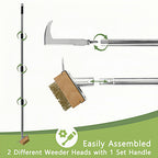 2-in-1 Crack Weeder, Telescopic Stainless Steel Weed Puller Moss Remover