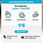 Wool Dryer Balls - Smart Sheep 6-Pack - XL Premium Natural Fabric Softener Award-Winning - Wool Balls Replaces Dryer Sheets - Wool Balls for Dryer - Laundry Balls for Dryer, 6 Count (Pack of 1)