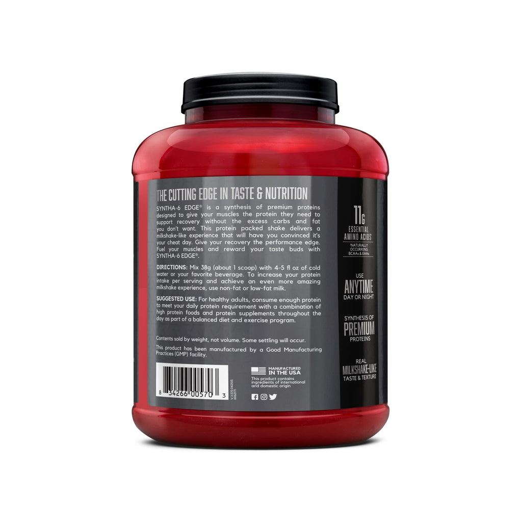 BSN SYNTHA-6 EDGE Protein Powder, Vanilla Flavored Powder with Hydrolyzed Whey, Micellar Casein, for Muscle Gain, Low Sugar, 24g Protein, Vanilla Milkshake, 48 Servings, 4.01 Pound (Pack of 1)