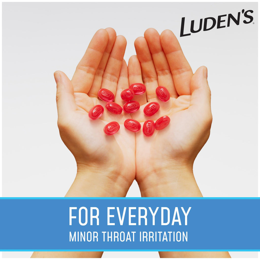 Luden's Sore Throat Relief Lozenges for Minor Everyday Irritation & Dry Mouth, Sugar Free Wild Cherry Flavored Drops, 25 Count, Pack of 12