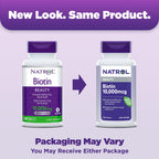 Natrol Biotin 10000mcg, Supplement for Healthy Hair, Skin and Nails for Those Low in Biotin, Plus Energy Metabolism Support, 200 Tablets, Up to a 200 Day Supply