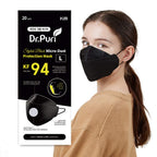 Dr.Puri [20 Pack New Micro-Dust Protection Face Premium Mask (KF94) Black Large