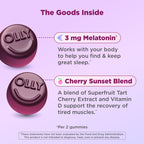 OLLY Muscle Recovery Sleep Gummies, Sleep and Sore Muscle Support, 3mg Melatonin, Tart Cherry, Vitamin D, Berry Flavor - 40 Count