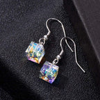 EVEVIC Austrian Crystal Cube Drop Earrings for Women, French Hook