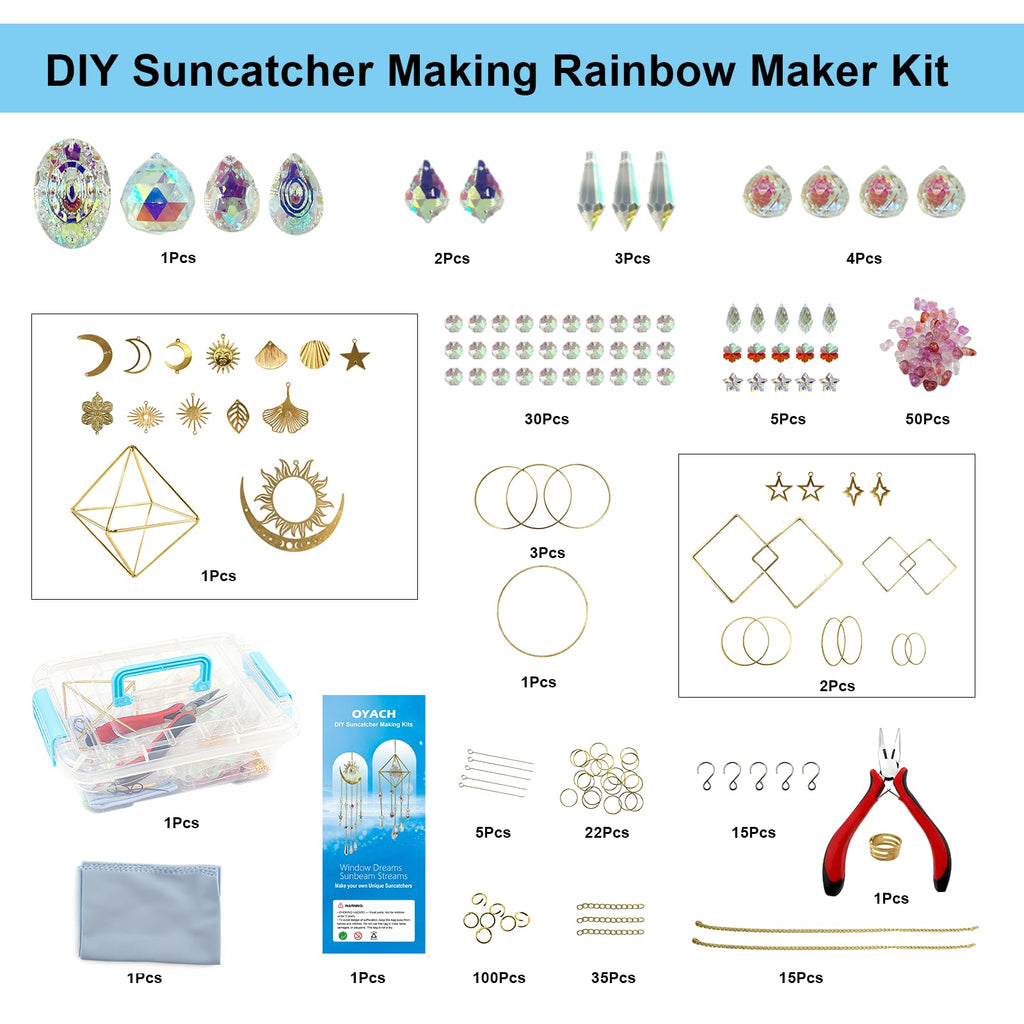 DIY Crystal Suncatcher Kit with Wind Chime, Sun and Moon Style
