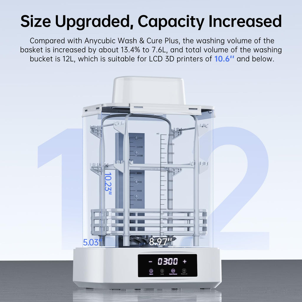 ANYCUBIC Wash and Cure 3 Plus Station, Size-Upgrade Wash Cure Machine with Gooseneck Lights, Dual-Layer Design and IPA Saving, for Anycubic Photon Mono M5 Saturn LCD/SLA/DLP 3D Printer