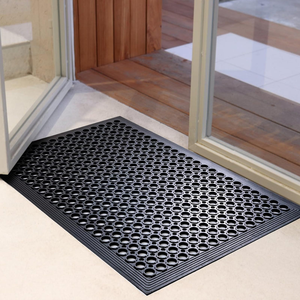 Anti Fatigue Rubber Mats - 2 Pack Restaurant Kitchen Non-Slip Bar Floor Entry Door Drainage Mats - Indoor/Outdoor Use - 36 x 60 Inches