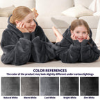 Touchat Wearable Blanket Hoodie for Kids & Teens 6-13 Year Old, Oversized Sherpa Fleece Sweatshirt with Pocket, Soft Cozy Hooded Blankets Christmas Birthday Gift for Boys and Girls, Grey