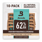 Boveda 62% Two-Way Humidity Control Packs For Storing ½ oz – Size 4 – 10 Pack – Moisture Absorbers for Small Storage Containers – Humidifier Packs – Hydration Packets in Resealable Bag