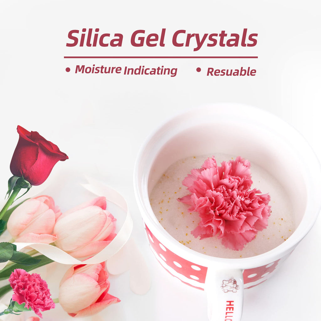 Wisesorb (NET 2 LBS) Silica Gel Flower Drying, Silica Gel Flower Drying Crystals, Color Indicating Flower Drying Silica, Reusable Silica Gel for Drying Flowers