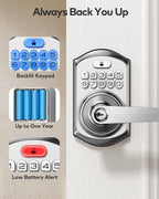 TEEHO TE004 Keyless Entry Keypad Door Lock with Handle - Smart Digital Electronic Lock for Interior Door with Anti-Peeping, Auto Lock & Passage Mode - Easy Installation - Satin Nickel