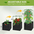 MQHUAYU 2 Pack Tomato Cages with 17 Gallon Grow Bags, 47” Heavy Duty Square Tomato Plant Stakes Support Cages Trellis for Garden Climbing Vegetables Flowers Fruits (47IN Tall, Extra-Bold)
