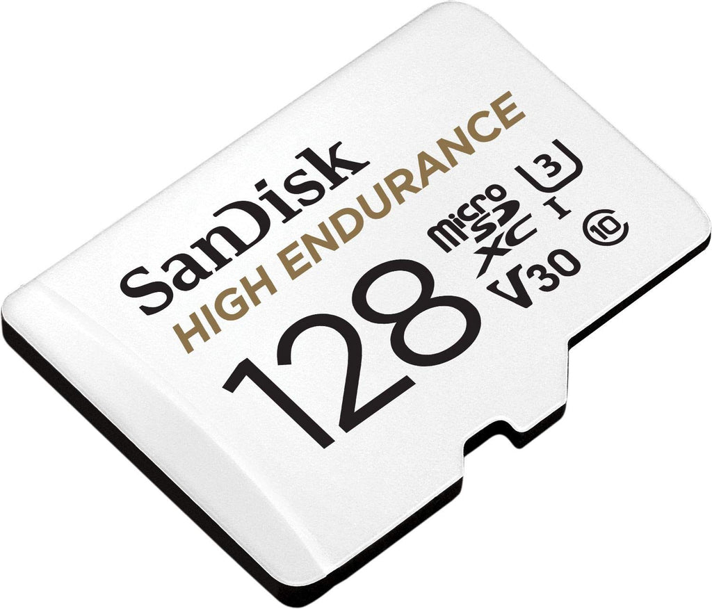 SANDISK 128GB High Endurance Video microSDXC Card with Adapter for dash cam and home monitoring systems - C10, U3, V30, 4K UHD, Micro SD Card - SDSQQNR-128G-GN6IA