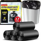 Wowflash 100 Count 17 Micron Extra Heavy Duty 4 Gallon Trash Bags