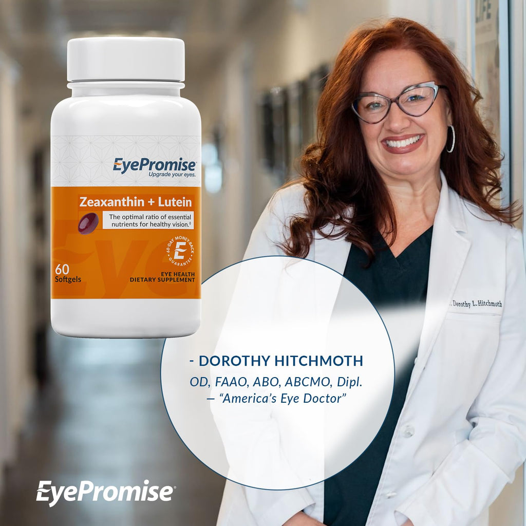 EyePromise Zeaxanthin + Lutein Eye Vitamin - 60 Softgels Capsules Made with Natural Ingredients for Diets Including Gluten Free and Vegetarian - Protect & Enhance Your Eye Health Completely