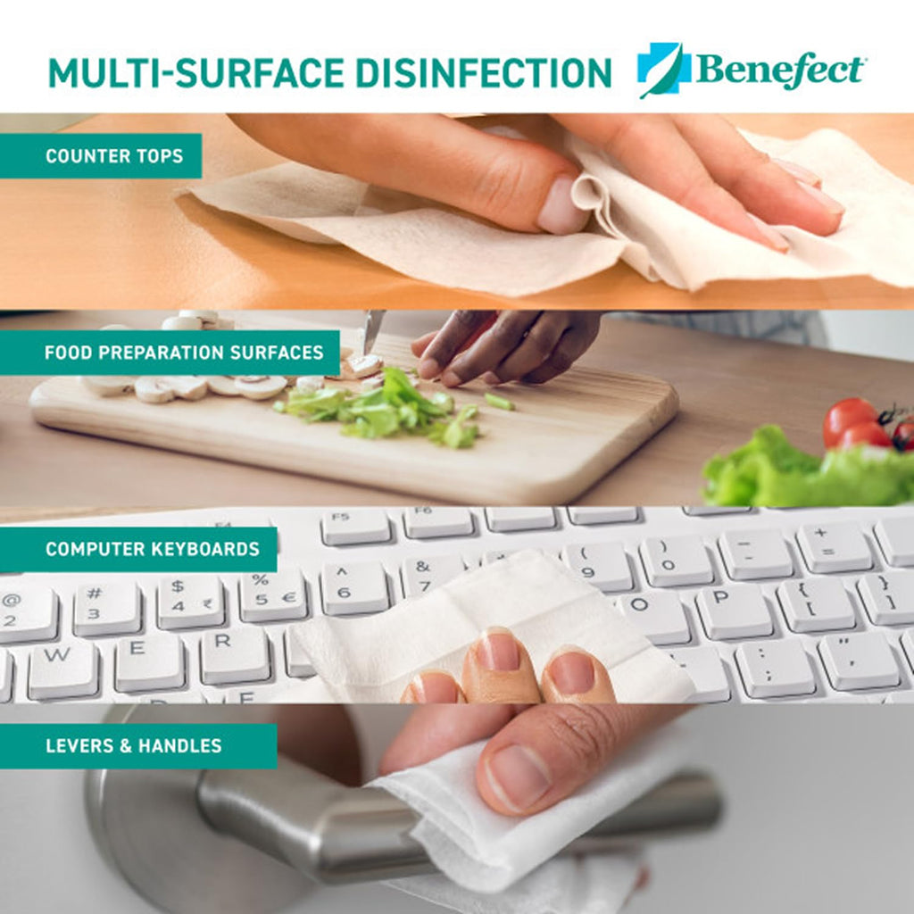 Benefect Botanical Disinfectant Wipes – 1,500 Sanitizing Wipes. 6 Pack of 250 Wipes Per Unit - High Traffic - Gym Wipes, Schools and Food Safe Cleaning (250, 6)