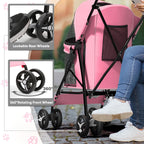 Dog Stroller for Small Dogs 10 lbs -22lbs Puppy Stroller Medium Dog Wagon Small Pet Stroller for Cats, Cat Strollers for 2 Cats, Rear Storage, Pink