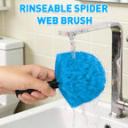26FT Reach Cobweb Duster with Extension Pole - Spider Web Brush for Cleaning with 5-20FT 4-Section Flip-Lock Telescopic Pole, Effortlessly Cleans High Indoor & Outdoor Webs