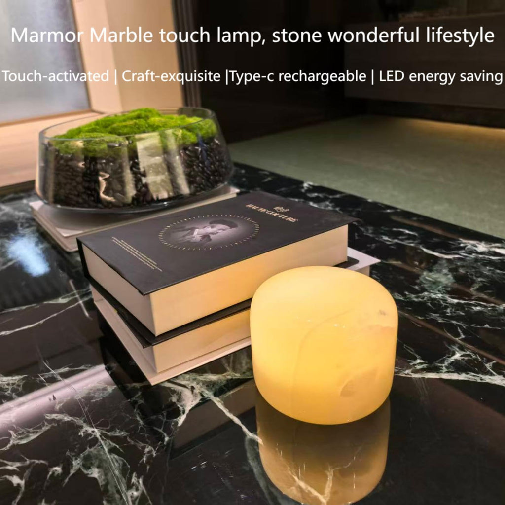 Marble Lamp Night Light Touch Bedside Table Lamp for Bedroom,Type-C Rechargeable Small Desk Bedside Small Lamps,Eye Caring Dimmable LED Ambient lamp (Eastern Jade Glow)