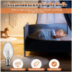 WokHok C7 Night Light Bulb 4 Watt,E12 Candelabra Base,15 Lumens,Small Light Bulb,Night Light Replacement Bulbs,Clear, Soft White - 12 Pack