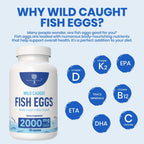 Wild Caught Fish Eggs 2,000mg - Omega 3 Supplement for Eye, Brain Health, Supports Immunity, Bones and Teeth, Mood Support with Omega 3-6-9 Fish Egg Capsules