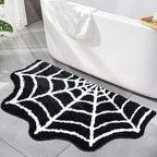 Meetory Spider Web Bath Mat, 31×20" Halloween Bath Mat Non-Slip Rugs Spiderweb Rug Machine Washable Goth Area Rugs Gothic Rug for Front Door, Bedroom, Living Home (Black)