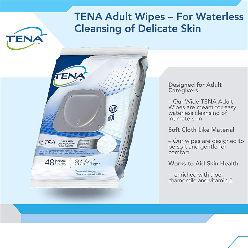TENA ProSkin Classic Personal Cleansing Wipe 7-9/10 x 12.5" 65724, 12 Pack 576 Wipes