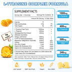 L Tyrosine Gummies, 2 Pack L-Tyrosine Supplement, Tyrosine Gummies with L-Theanine B6 D3, Tyrosine Supplement for Brain, Memory, Energy, Mood for Adult & Kids, Pineapple & Mango Flavor, 120 Ct