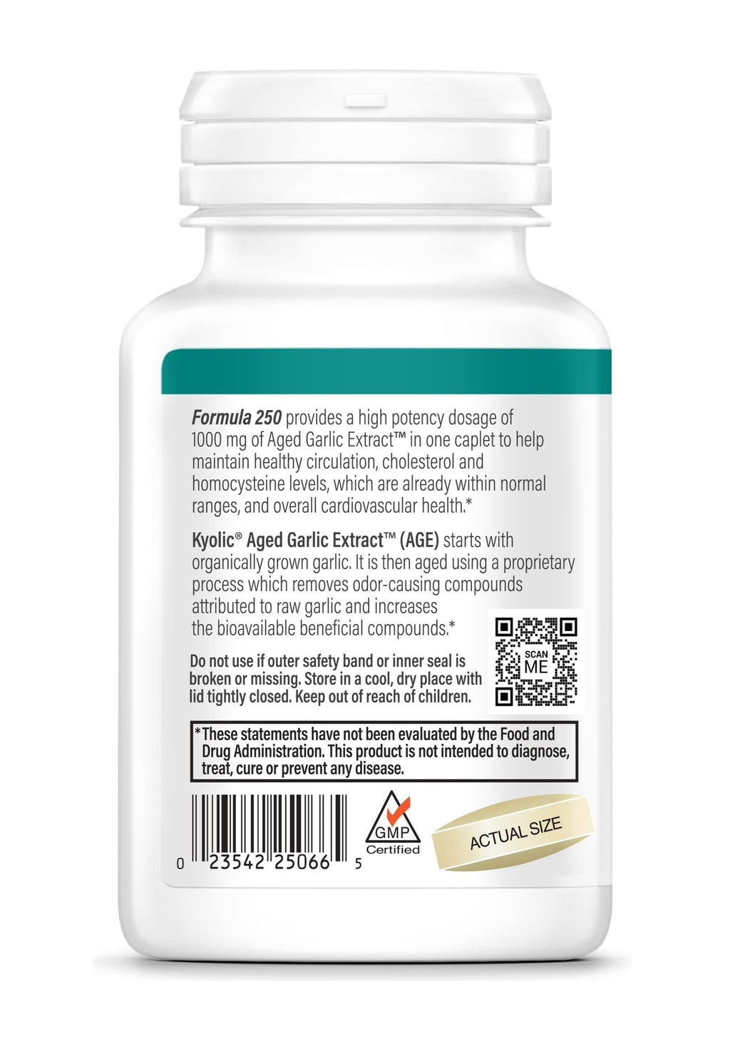 Kyolic Aged Garlic Extract Formula 250, Cardiovascular Health*, One Per Day 60 Caplets