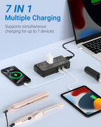 BESTEK Universal Travel Adapter 100-220V to 110V Voltage Converter 250W with 6A 4-Port USB Charging 3 AC Sockets and EU/UK/AU/US/India Worldwide Plug Adapter (Black)